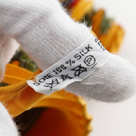 Hermes Pleated Carre LES Tambours Tambour Drum Silk Orange Women's Scarf - Picture 7 of 8